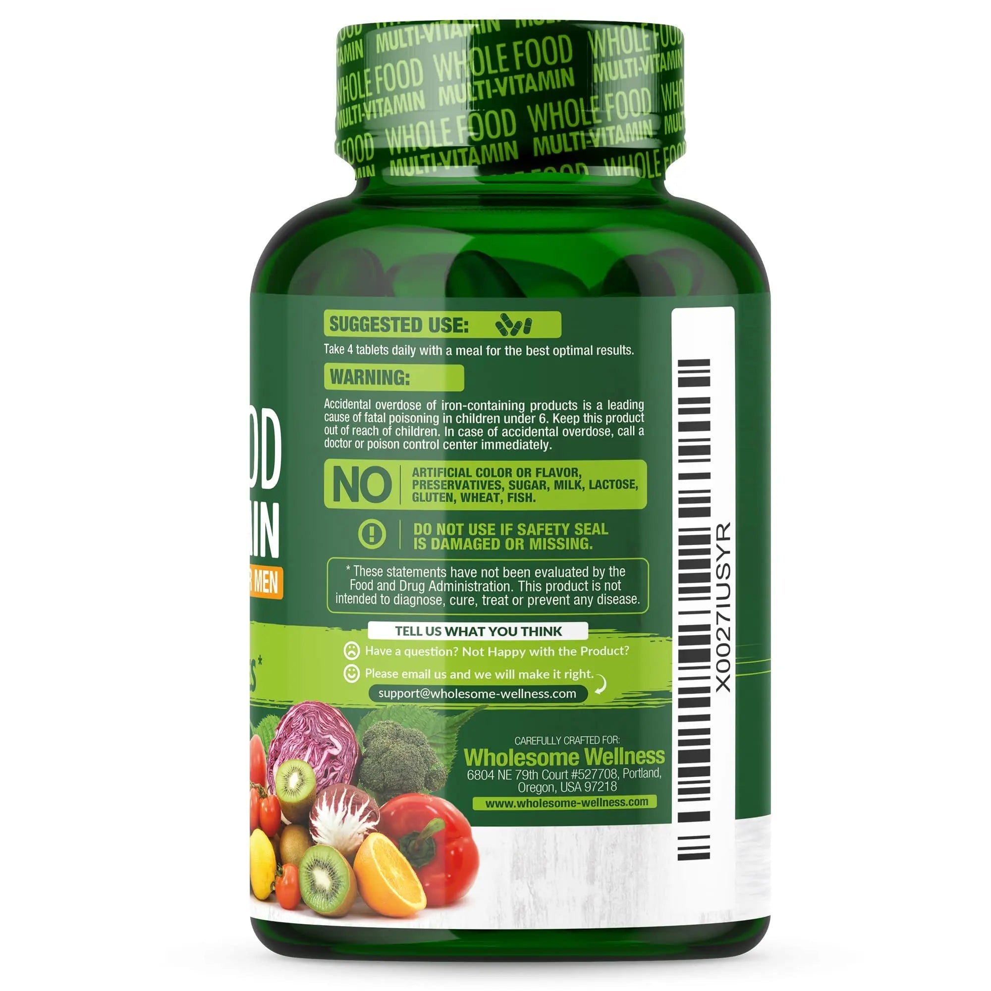 Whole Food Multivitamin for Men - Natural Multi Vitamins, Minerals, Organic Extracts Wholesome Wellness Au supplements