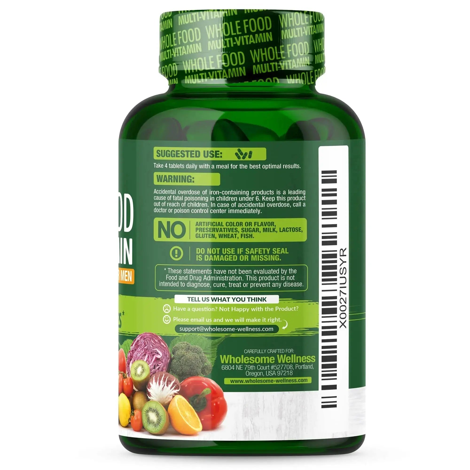 Wholesome Wellness Whole Food Multivitamin for Men - Natural Multi Vitamins, Minerals, Organic Extracts - Vegan Vegetarian - 120 Tablets Wholesome Wellness Au supplements