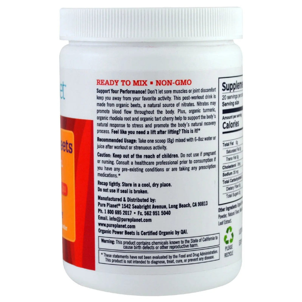 Pure Planet Organic Power Beets Preworkout Berry Burst 160 g PURE PLANET Au supplements