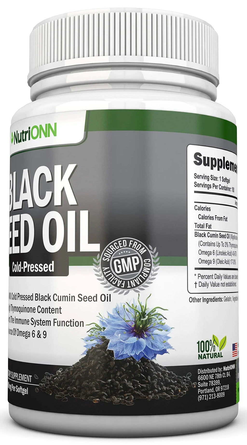 Black Seed Oil - 1000 Mg - 180 Softgels - Cold-Pressed Non-GMO Black Cumin Seed NutriONN Au supplements
