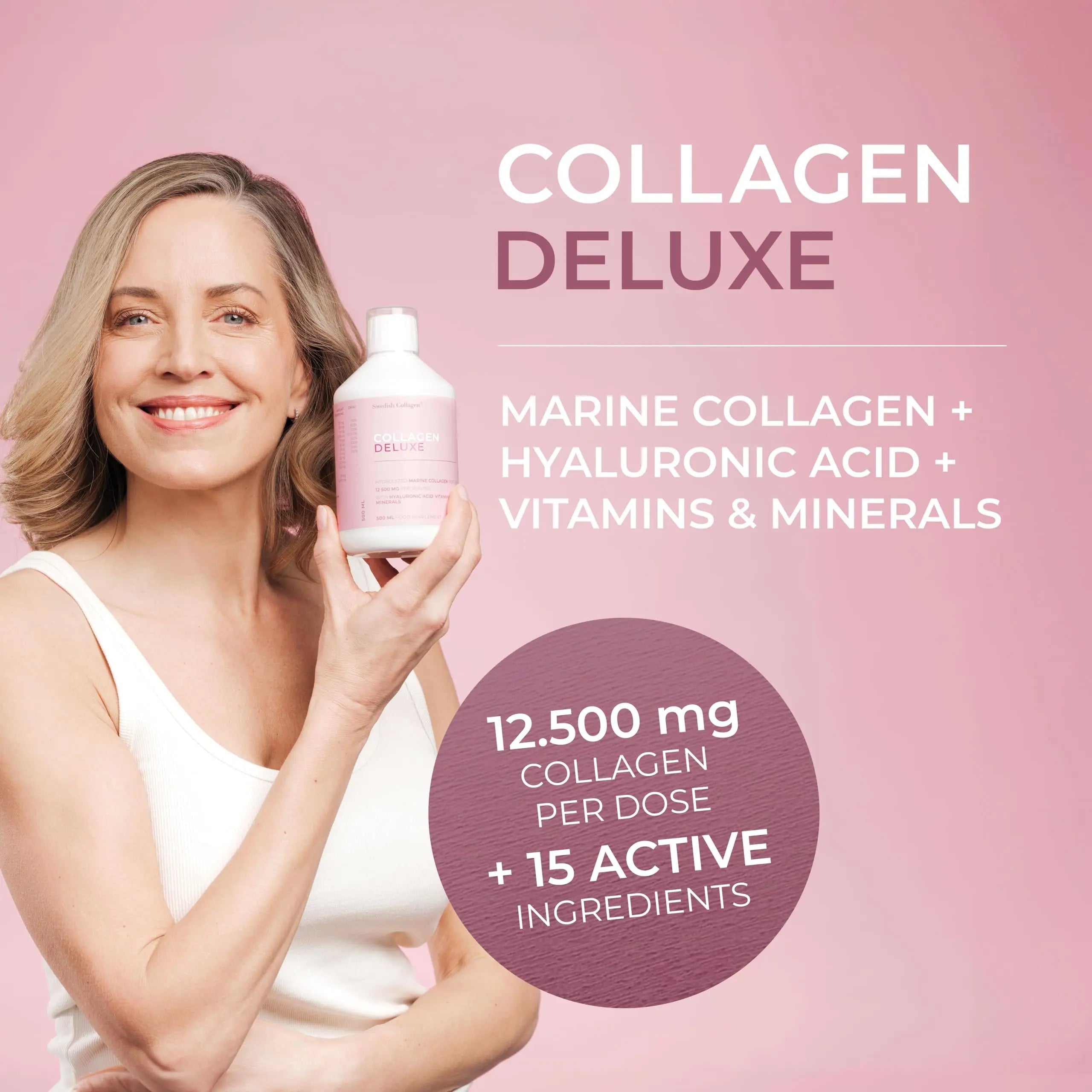 Swedish Collagen - 12500mg Collagen Deluxe 500ml I Hydrolyzed Marine Collagen Peptides (Type I & III) Swedish Collagen Au supplements
