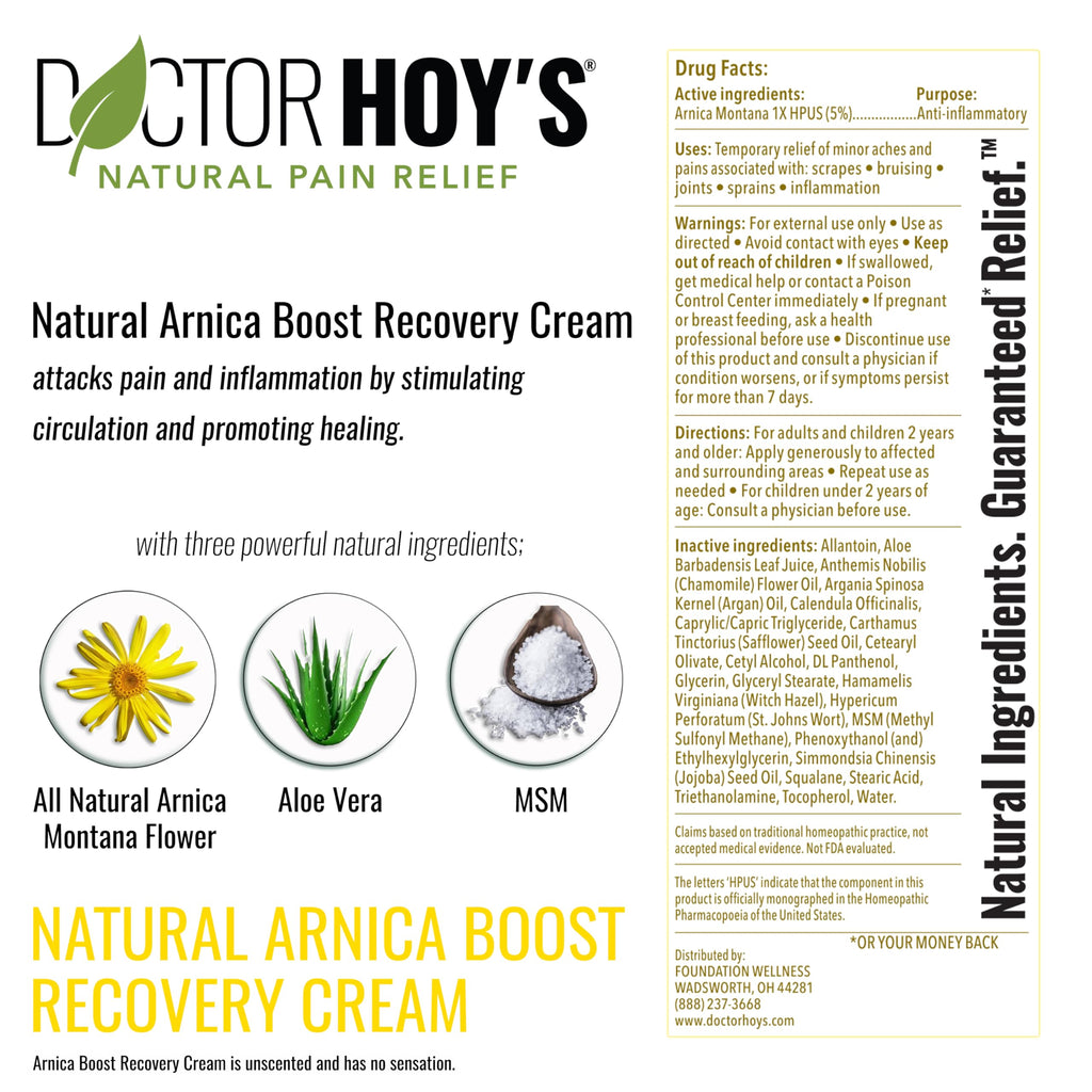 DOCTOR HOY'S Natural Arnica Boost Recovery Cream, Bruise and Muscle Pain Relief Cream, Topical Homeopathic Formula with Arnica Montana for Rapid Bruise Relief (6 Fl Oz) DOCTOR HOY'S Au supplements