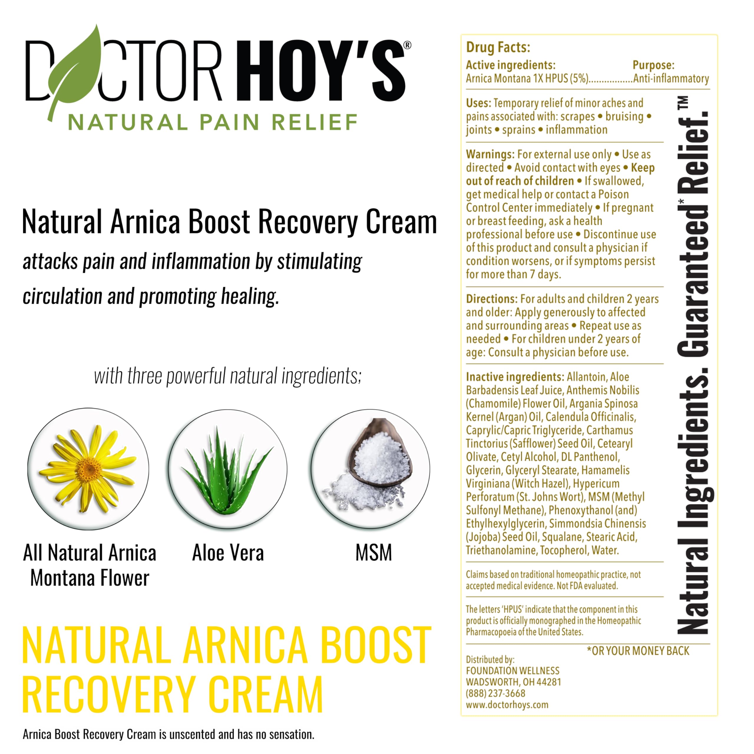 DOCTOR HOY'S Natural Arnica Boost Recovery Cream, Bruise and Muscle Pain Relief Cream, Topical Homeopathic Formula with Arnica Montana for Rapid Bruise Relief (6 Fl Oz) DOCTOR HOY'S Au supplements
