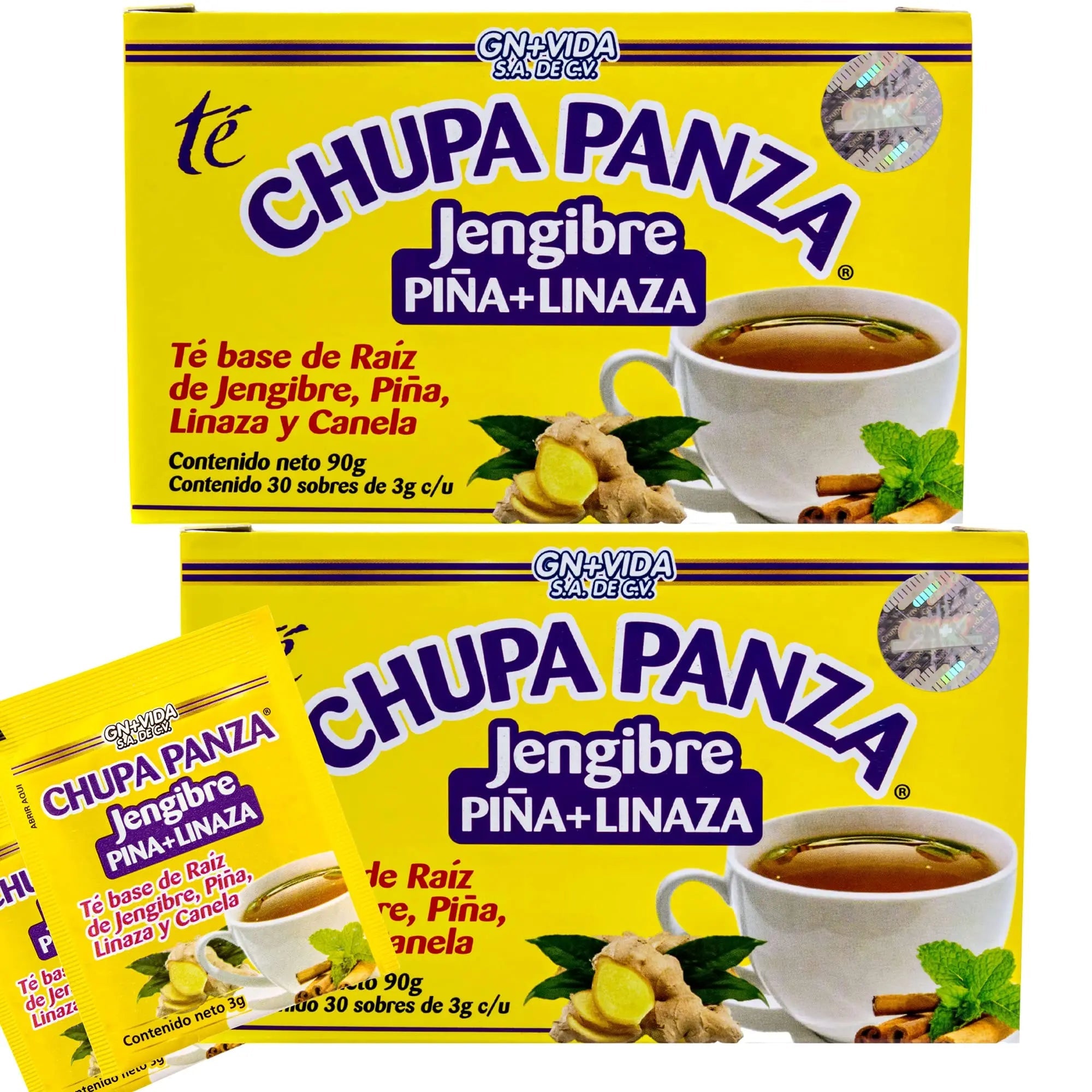 Tea CHUPA Panza, Tea Based ONGINGER Root, PINNEAPPLE, Flaxseed & Cinnamon GN+Vida Au supplements