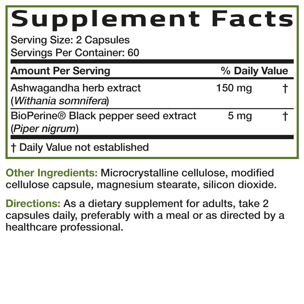 Bronson Ashwagandha Extra Strength Stress & Mood Support with BioPerine - Non GMO Formula, 120 Vegetarian Capsules Bronson Au supplements