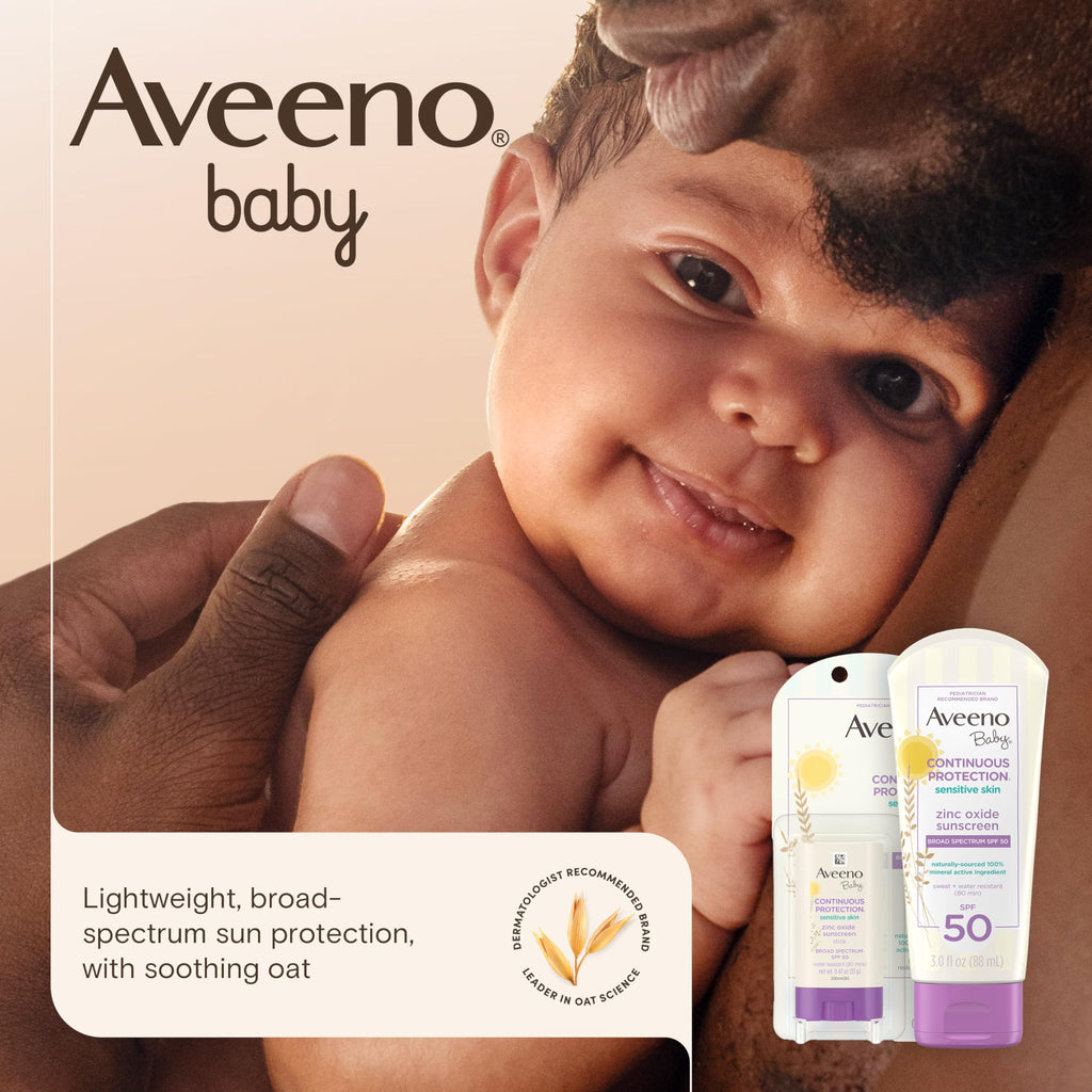 Aveeno Baby Continuous Protection Zinc Oxide Mineral Sunscreen Lotion for Sensitive Skin