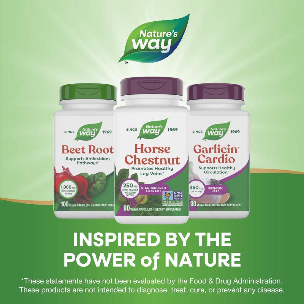 Nature's Way Horse Chestnut Extract, Premium Extract, Promotes Healthy Leg Veins*, 250 mg per Serving, Vegan