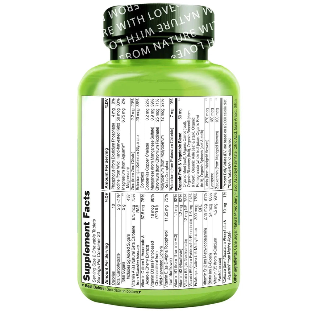 NATURELO Chewable Vitamin for Kids Multivitamin with Whole Food Organic Fruit Blend - 60 Tablets for Children NATURELO Au supplements