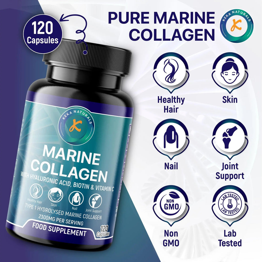 Hydrolysed Marine Collagen Peptides 2300mg - Enhanced with Hyaluronic Acid & Vitamin C Keka Naturals Au supplements