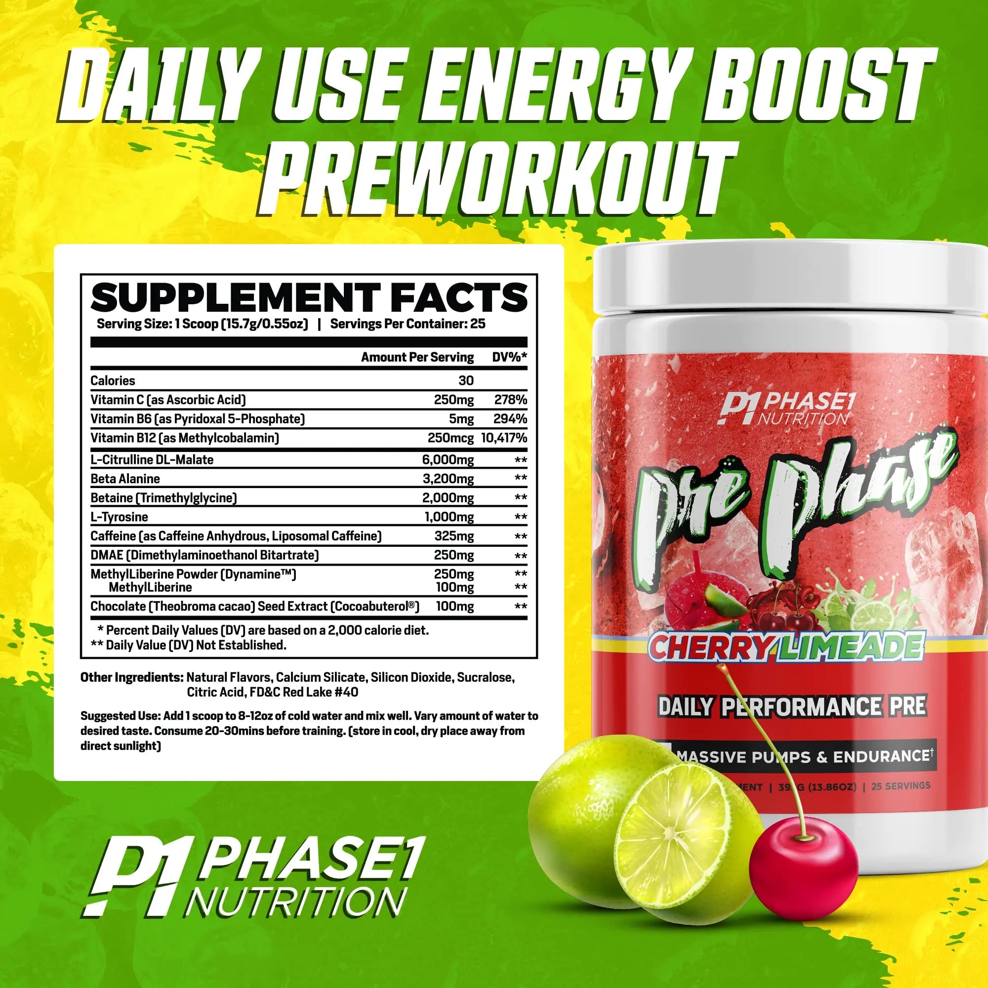 Pre Phase Daily Driver Preworkout - Phase 1 Nutrition (Cherry Limeade, 25 Servings) Phase One Nutrition Au supplements