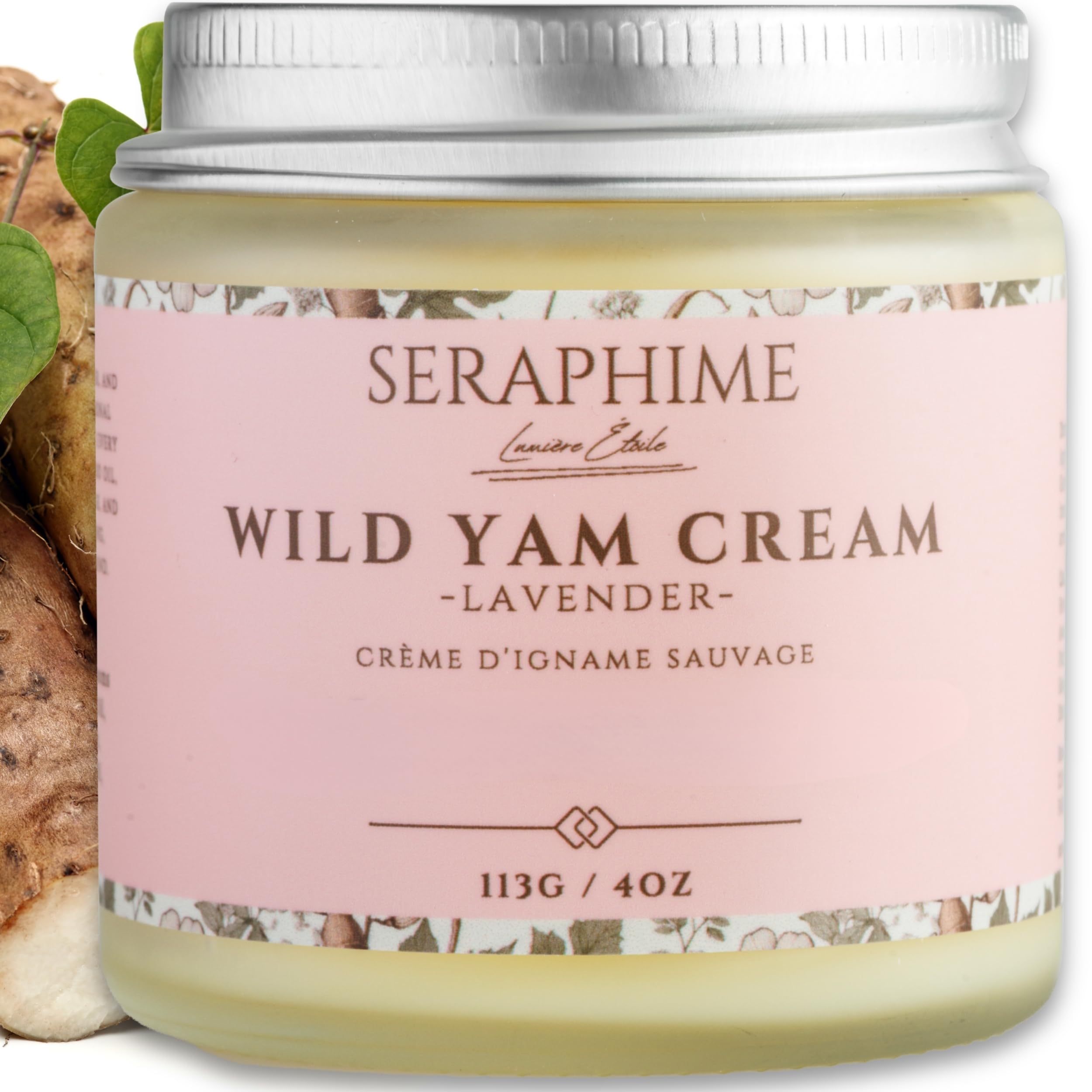 Seraphime Wild Yam Cream for Hormone Balance - Gift for Mom - Menopause and PMS Support for Women - Wild Yam Balancing Cream - Hot Flashes, Night Sweats, Mood Swings, Low Energy - Lavender 4oz Seraphime Au supplements