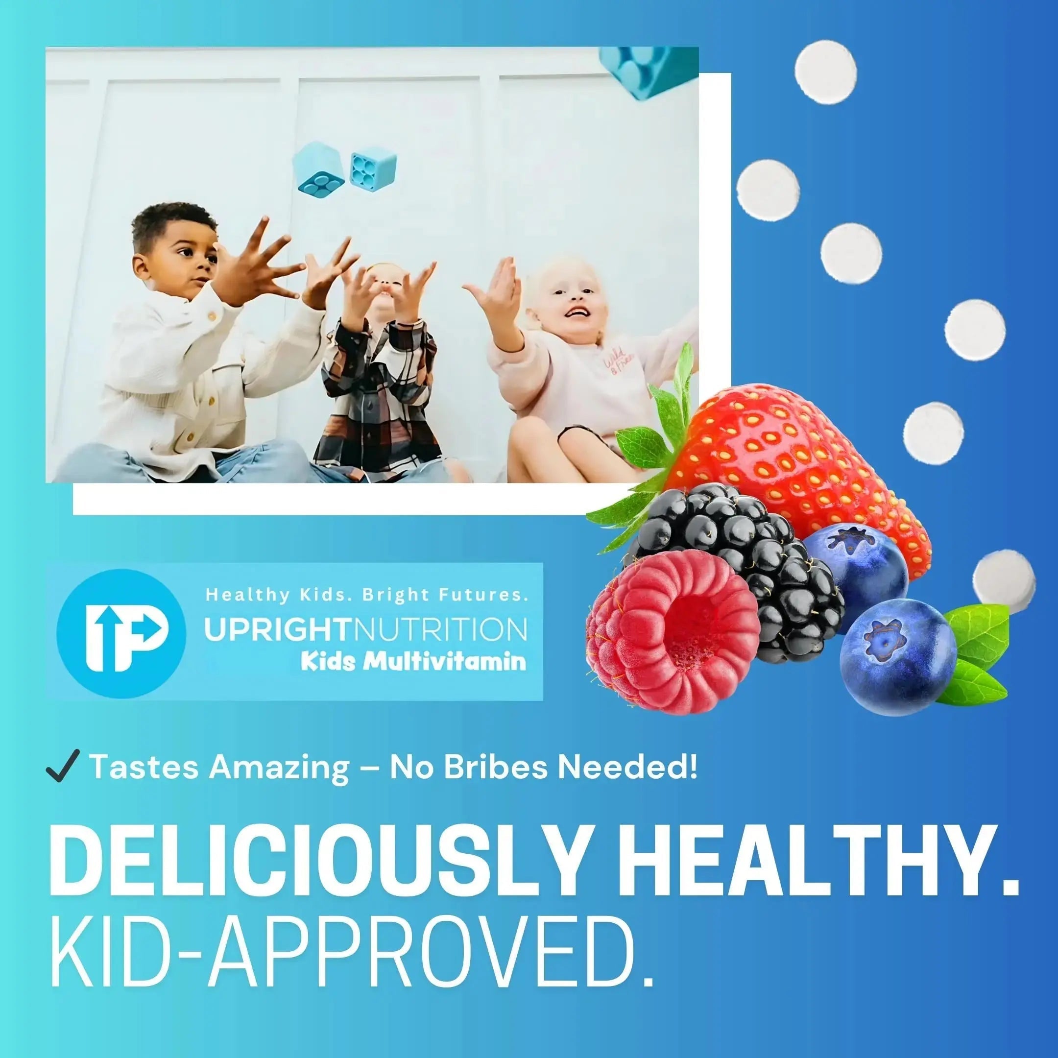 Upright Nutrition Children's Multivitamin | 30 Day Supply | Chewable, Sugar-Free | 17+ Essential Vitamins & Minerals with 50mg of Fruits & Veggies Upright Nutrition Au supplements