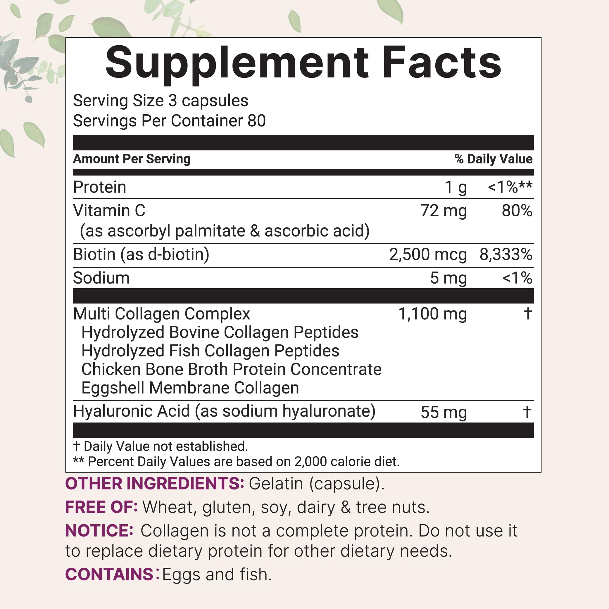 Micro Ingredients Multi Collagen Pills for Women & Men, 240 Capsules | Type I, II, III, V, X | Hydrolyzed Peptides with Biotin, Hyaluronic Acid