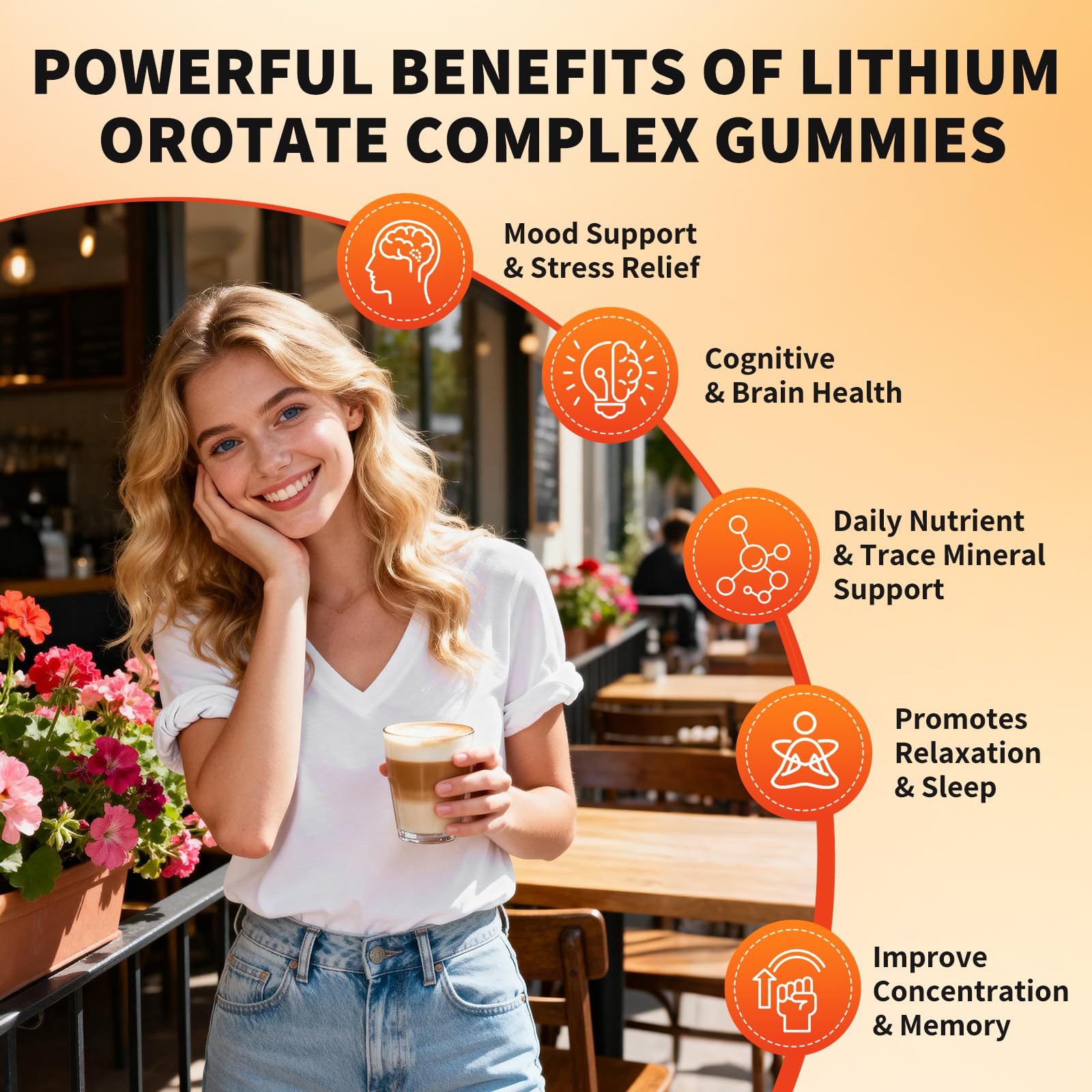 Lithium Orotate 5mg 10mg Gummies Lithium Supplements with Vitamin B, Magnesium & Selenium for Mood Support, Stress Relief, Brain Health, Non-GMO, Vegan, Gluten Free