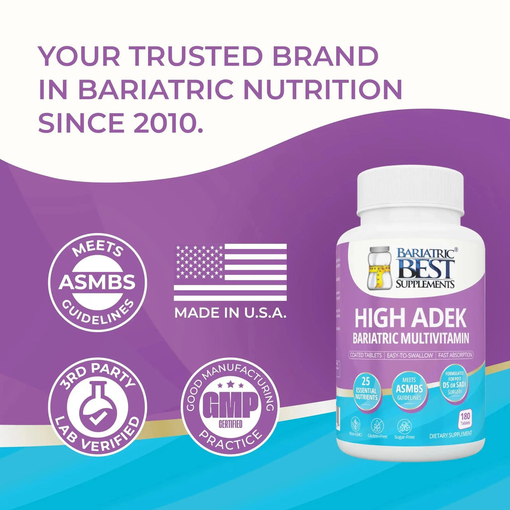 High A D E K Bariatric Multivitamin for Post DS/SADI Surgery, 25 Essential Nutrients for Post-Weight Loss Surgery, 180 Tablets Bariatric Best Supplements Au supplements