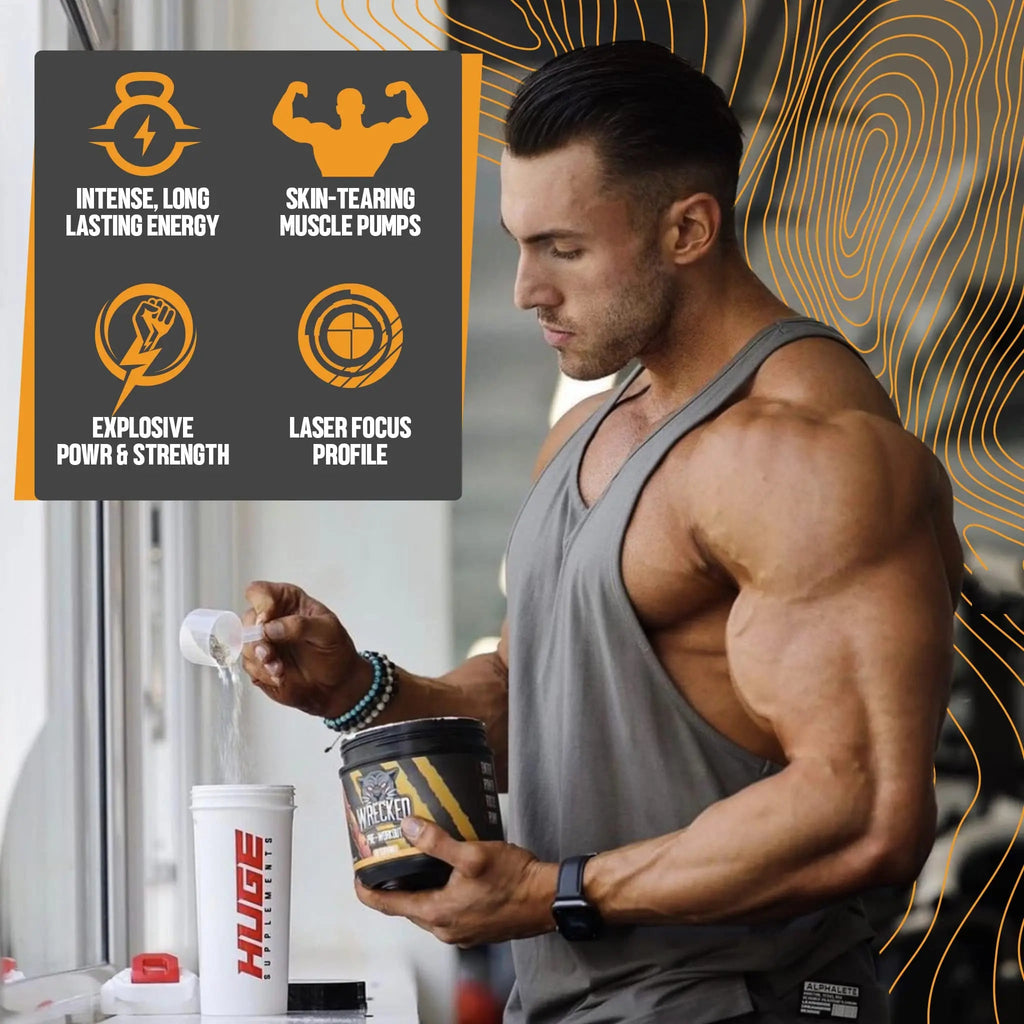 Huge Supplements Wrecked Pre-Workout Powder, 30G+ Ingredients Per Serving to Boost Huge Supplements Au supplements