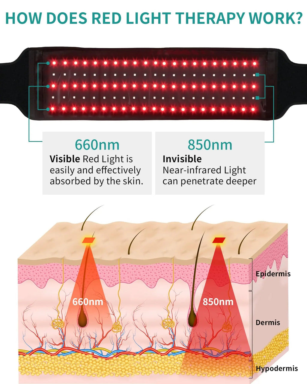 Nekteck Red Light Therapy Belt for Body, Wireless Near-Infrared Light Pad for Pain Relief, Inflammation Nekteck Au supplements