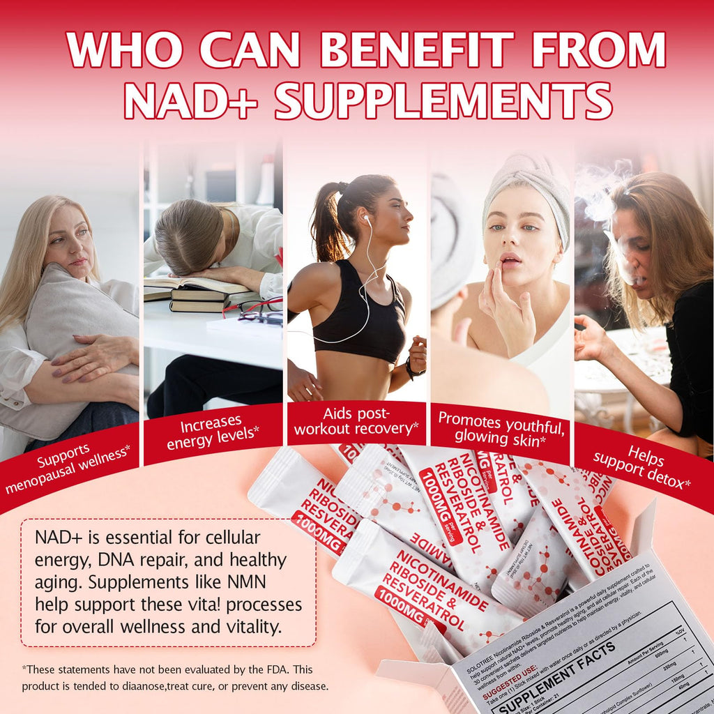 NAD+ Supplement 1000mg Liquid Packets 21pcs, Nicotinamide Riboside Resveratrol, NAD Supplements for Women Men, Anti-Aging, Repairs Cells, Support Natural Vitality Nyloriaine Au supplements