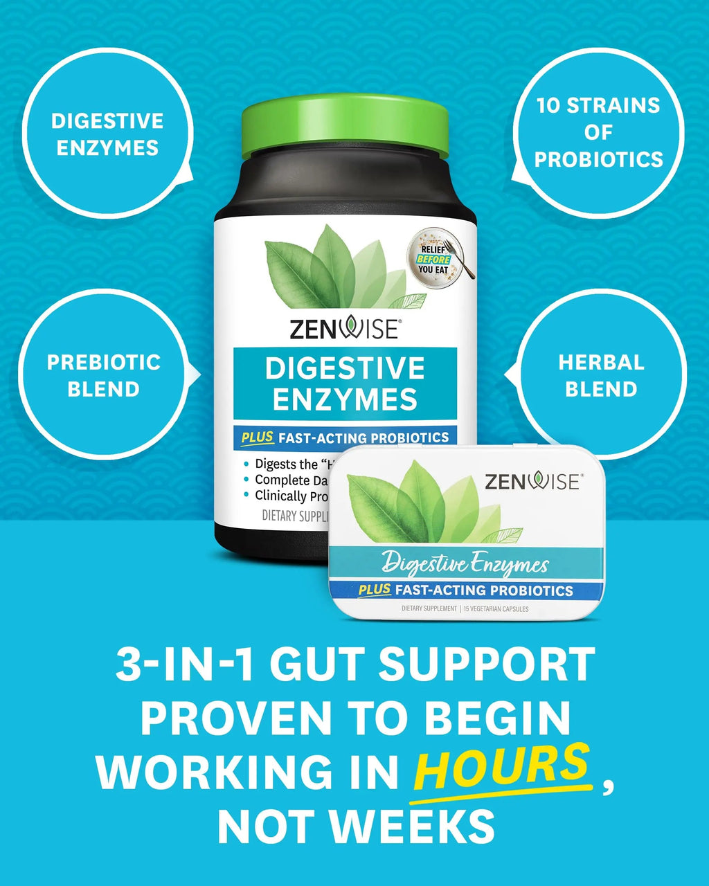 Zenwise Digestive Enzymes - Probiotic Multi Enzymes with Probiotics, 115 Ct Zenwise Health Au supplements