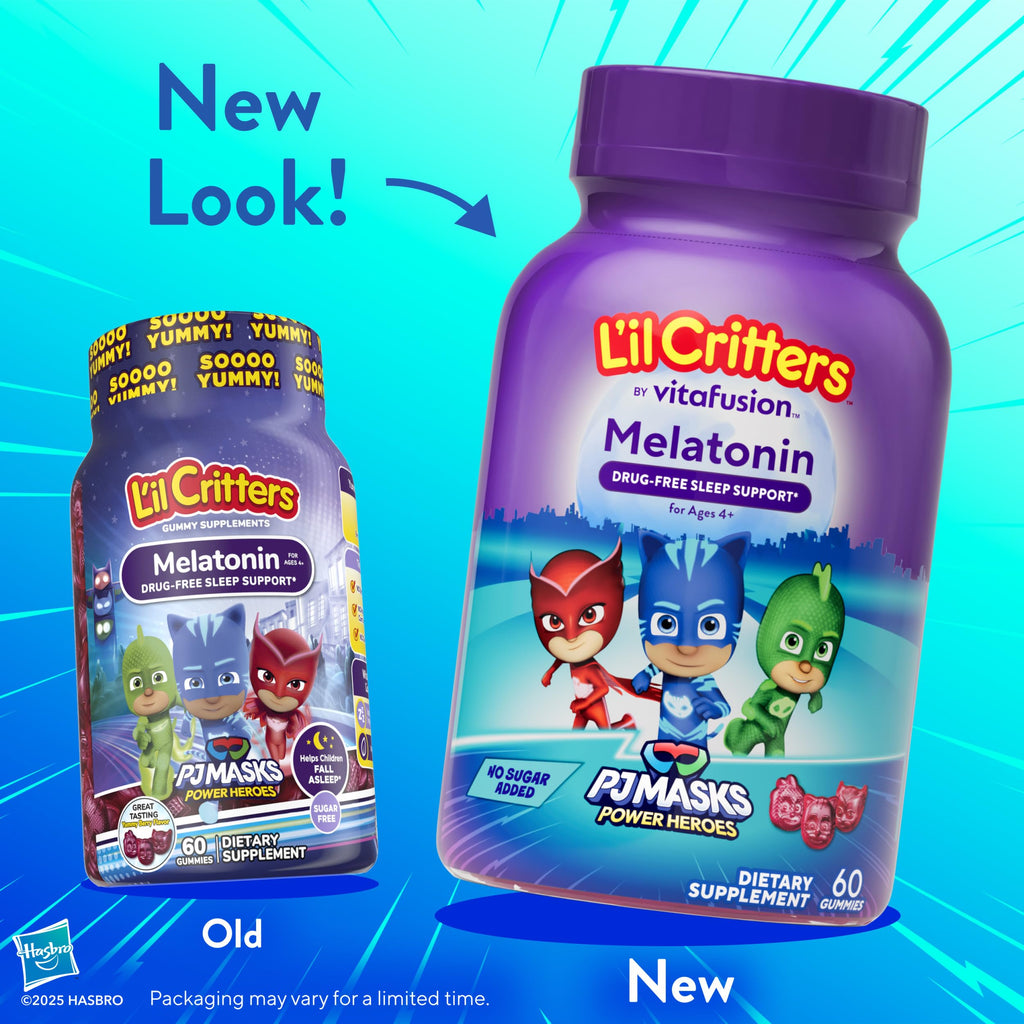 L'il Critters PJ Masks Melatonin Gummy Supplements, 60 Gummies