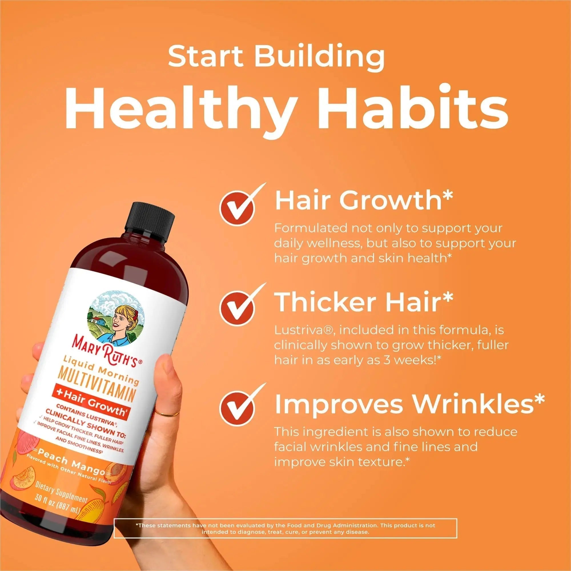 MaryRuth's MaryRuth's Liquid Morning Multivitamin +Hair Growth (Peach Mango, 30oz) & Iron Liquid (Berry) | Clean Label Project Verified® | MARYRUTH'S Au supplements