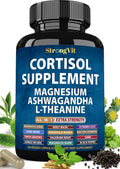 StrongVit Cortisol Supplements for Women and Men with Magnesium, Ashwagandha & L-Theanine. High Cortisol Reducer, Manager, Detox,