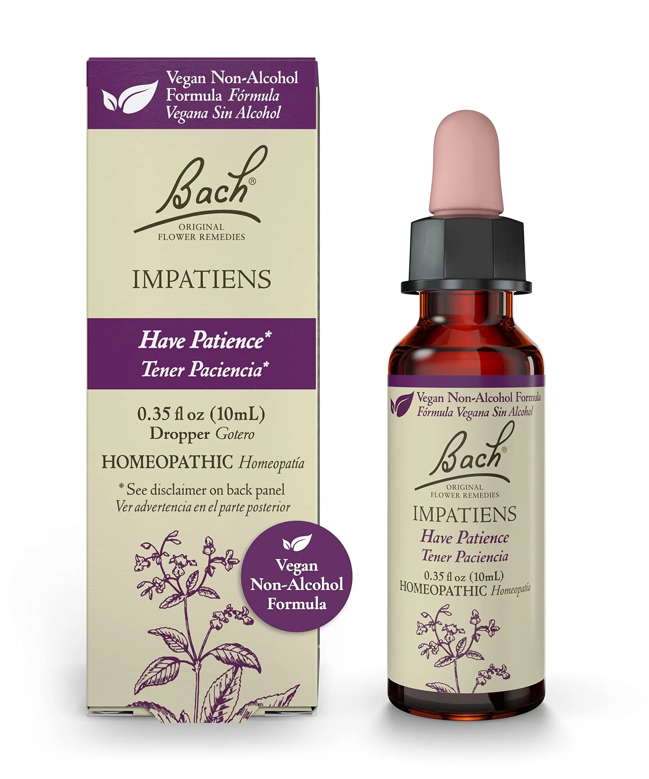 Bach Original Flower Remedies, Impatiens for Patience (Non-Alcohol Formula), Natural Homeopathic Bach Au supplements