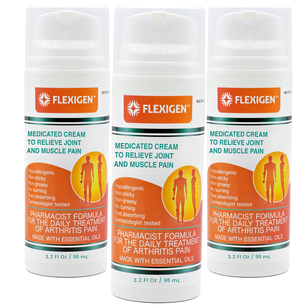 FLEXIGEN Pain Cream Lotion 3-Pack – Natural Menthol Formula with Frankincense & Essential Oils – Fast-Acting, Non-Greasy, Pleasant Scent FLEXIGEN Au supplements