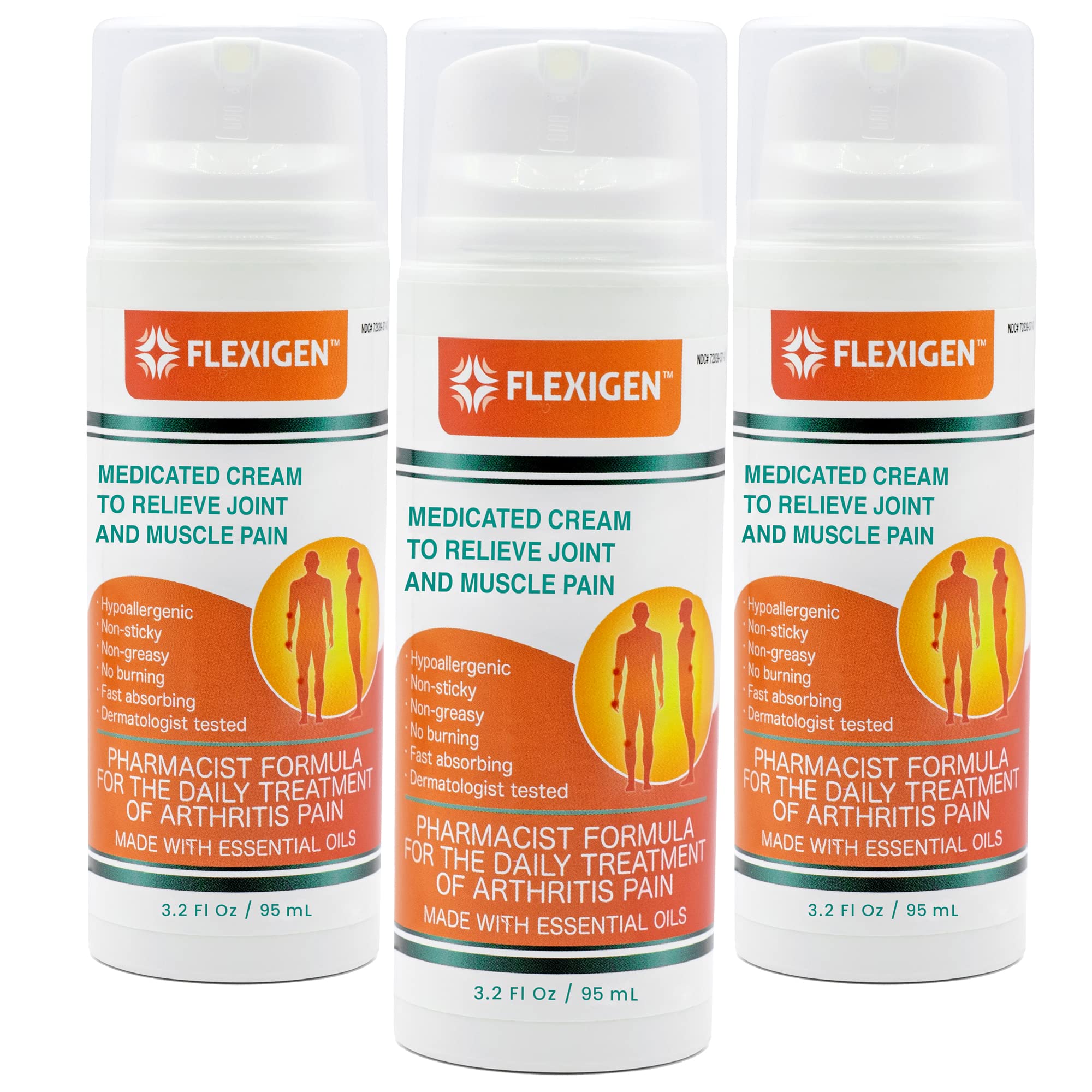 FLEXIGEN Pain Cream Lotion 3-Pack – Natural Menthol Formula with Frankincense & Essential Oils – Fast-Acting, Non-Greasy, Pleasant Scent FLEXIGEN Au supplements