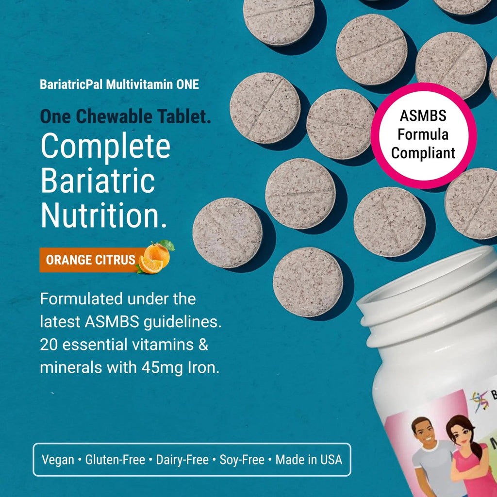 BariatricPal Multivitamin ONE 1 per Day! Bariatric Multivitamin Chewable with 45 mg of Iron | Orange Citrus | Vitamin for Bariatric Surgery Patients BariatricPal Au supplements