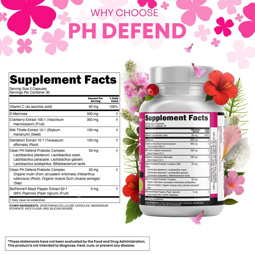 Clean Nutraceuticals Vaginal Probiotics for Women with Cranberry, D-Mannose, Prebiotics, pH Balance Support, Feminine Health, Urinary Tract Cleanse