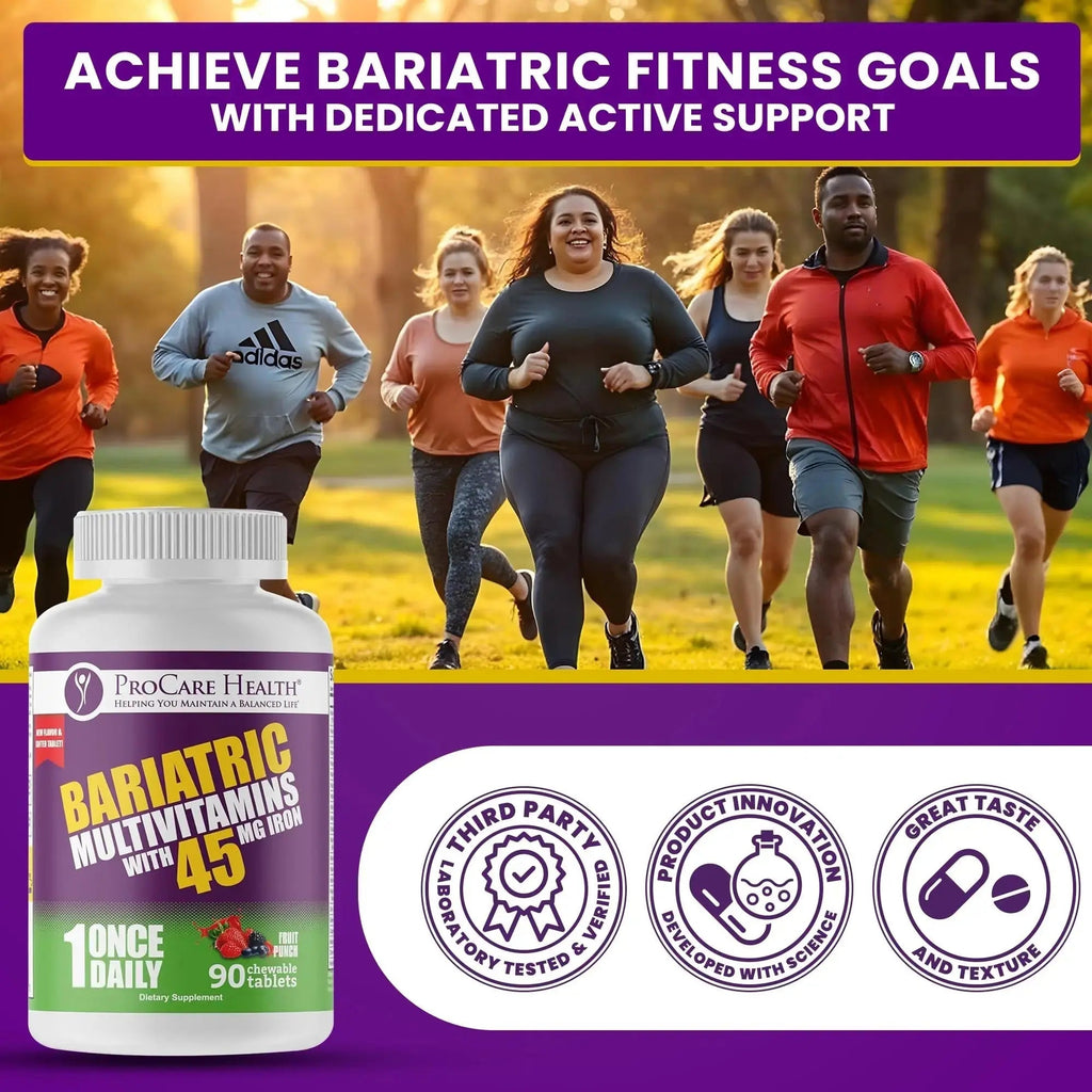 Procare Health Bariatric Multivitamin with Iron 45mg Chewable (90 Tablets) - Fruit Punch Flavor Bariatric Multivitamin Chewable Pills for Gastric Bypass ProCare Health Au supplements