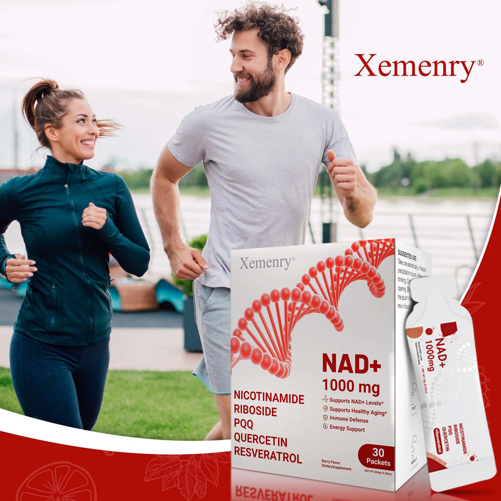 NAD Supplement 1000mg Liquid - Nicotinamide Riboside Resveratrol Supplements for Men & Women - NMN Alternative for Enhanced Energy & Anti-Aging, Focus - 30 Packets Xemenry Au supplements