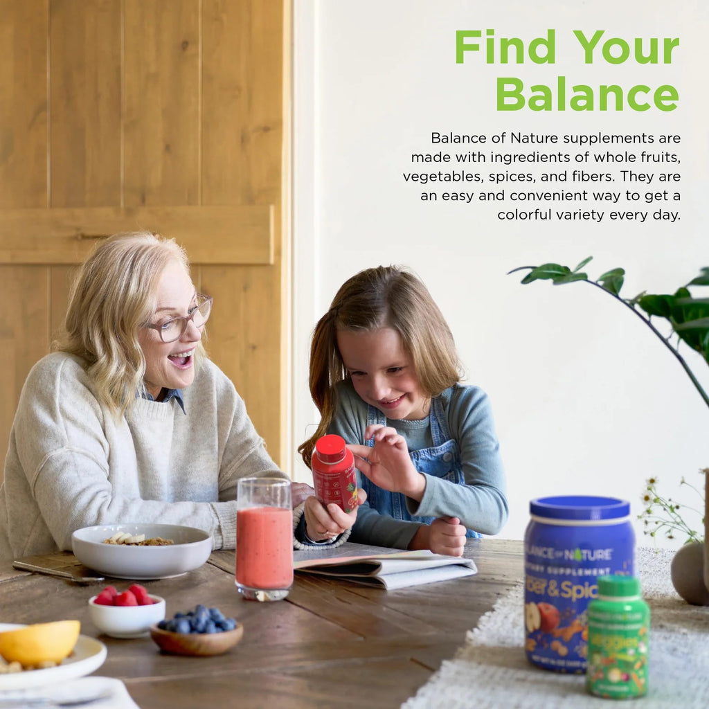 Balance of Nature Whole Health System - Whole Food Fruits & Veggies and Fiber & Spice Supplements - 30 Servings Each Balance of Nature Au supplements