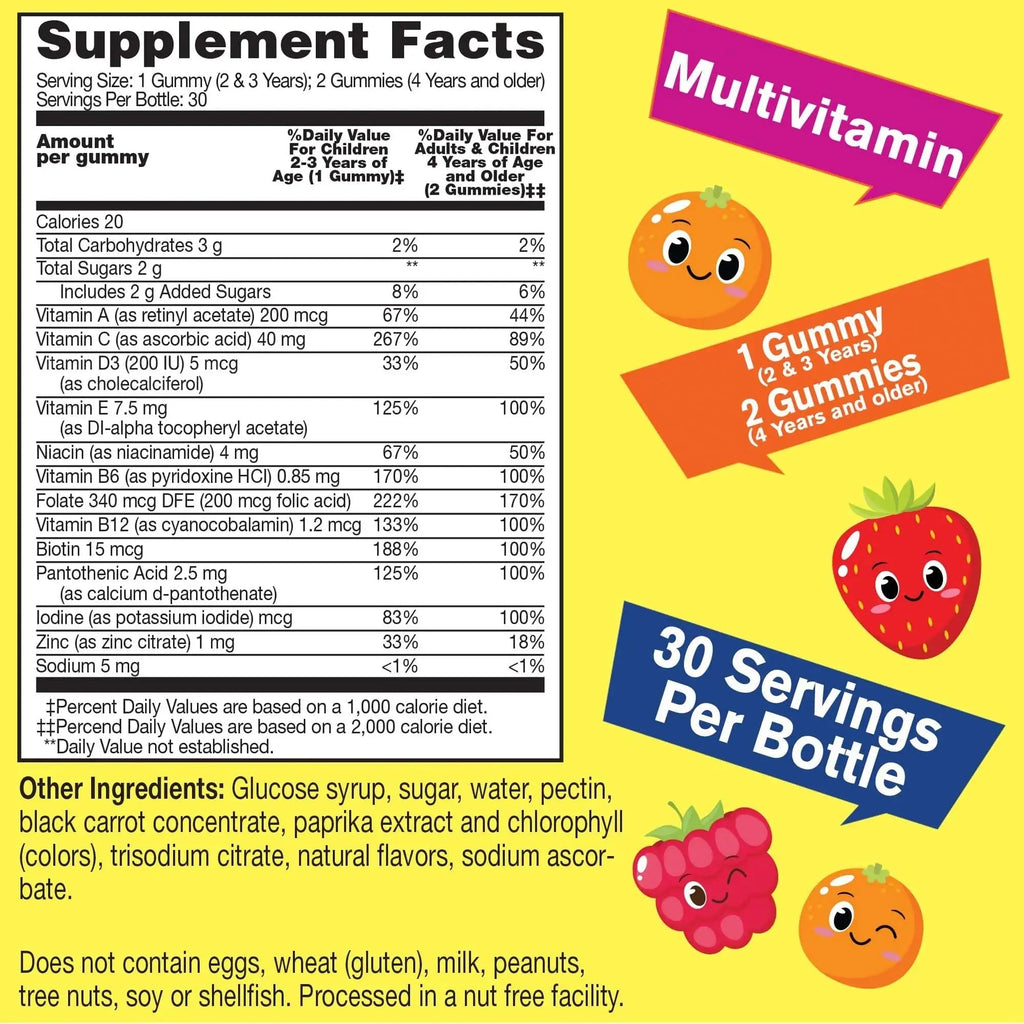 WellYeah Kids Multivitamin Gummies | Vitamin C, D3, E, A, B6, B12, Biotin, Zinc, Folic Acid, Iodine, and Niacin | Immune and Energy Support WellYeah Au supplements
