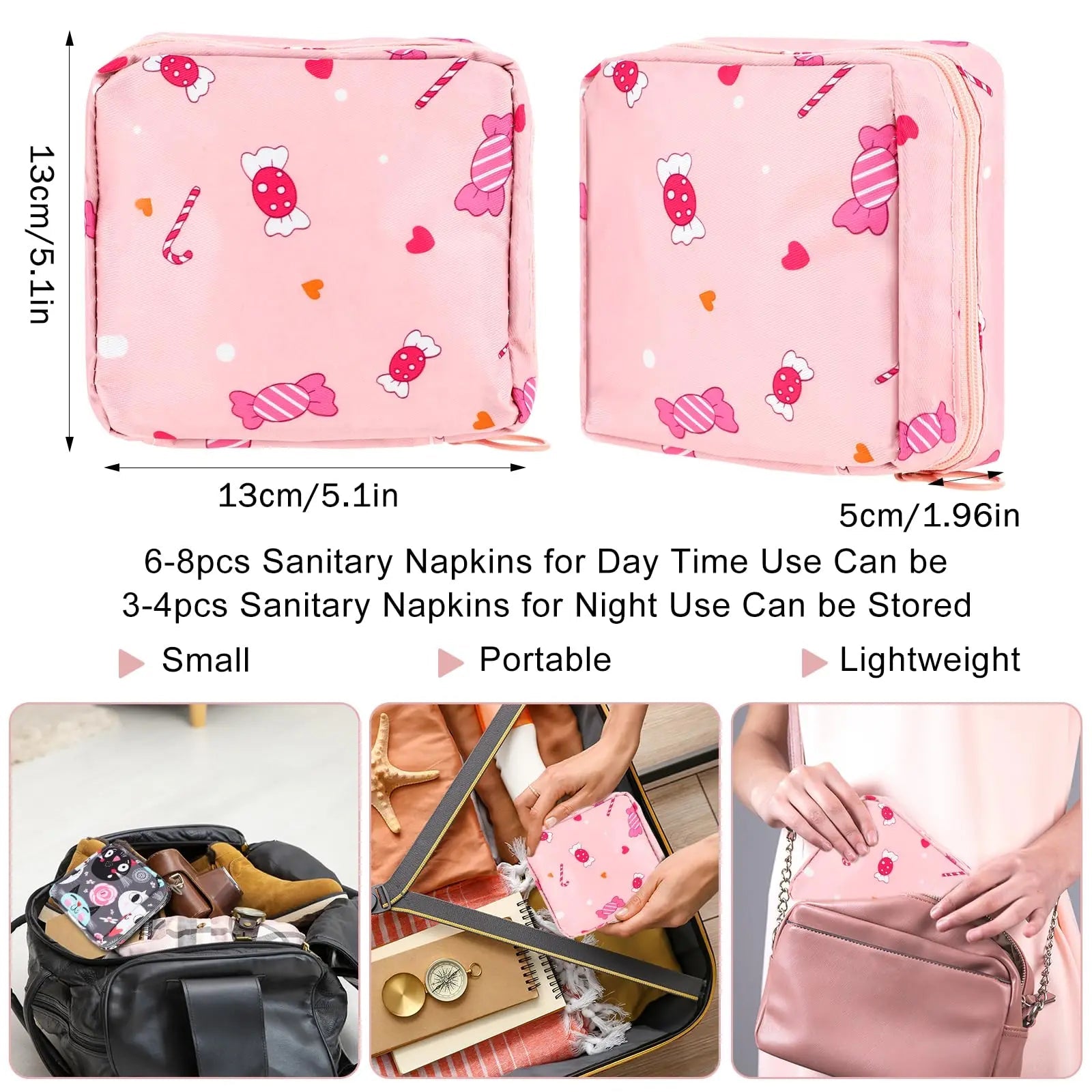 Abeillo 2Pcs Period Bag with Heart Carbiner, Sanitary Pad Storage Bag Samll Period Pouch Abeillo Au supplements
