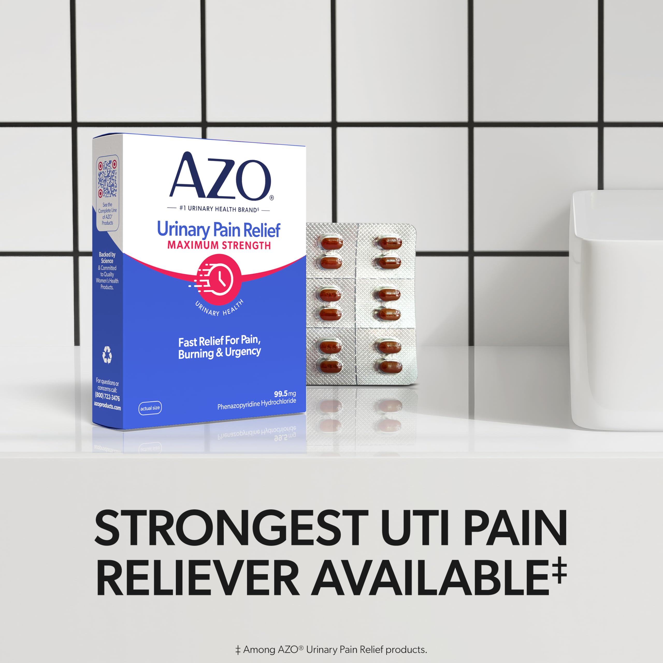AZO Urinary Pain Relief Maximum Strength, Fast relief of UTI Pain, Burning & Urgency, Targets Source of Pain, #1 Most Trusted Brand, 24 Tablets AZO Au supplements