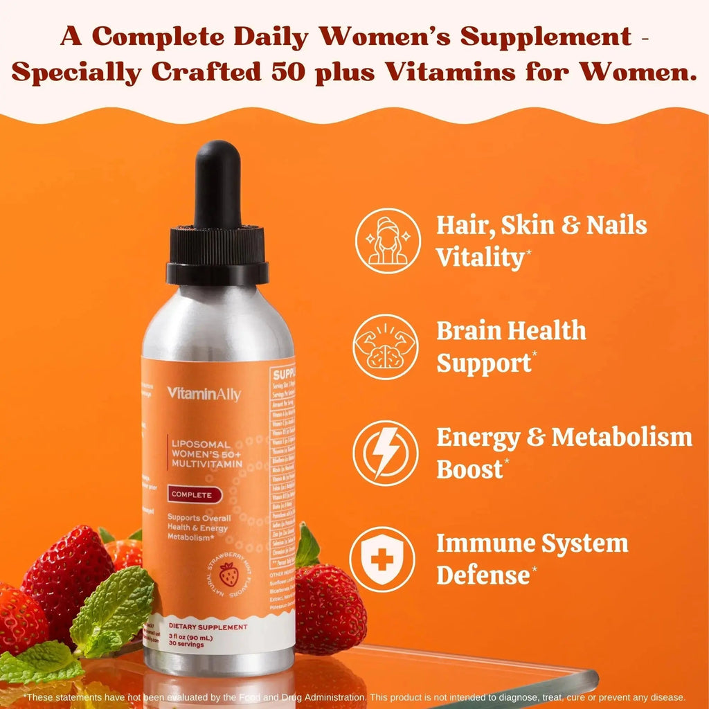 Vitaminally Women’s 50+ Liposomal Liquid Multivitamin – 16 Essential Vitamins & Minerals for Energy, Bone & Immune Support Vitaminally Au supplements