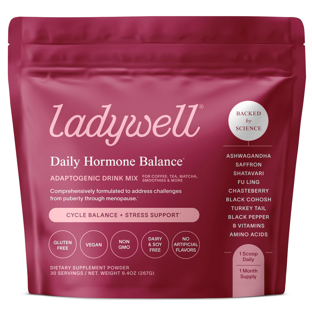 Ladywell Daily Hormone Balance Powder | Natural Cycle Support for Women | Supports Mood, Bloating, Cramps, Skin Health & Cravings with Chasteberry, B Vitamins, Ashwagandha, Saffron + | 30 Servings Ladywell Au supplements