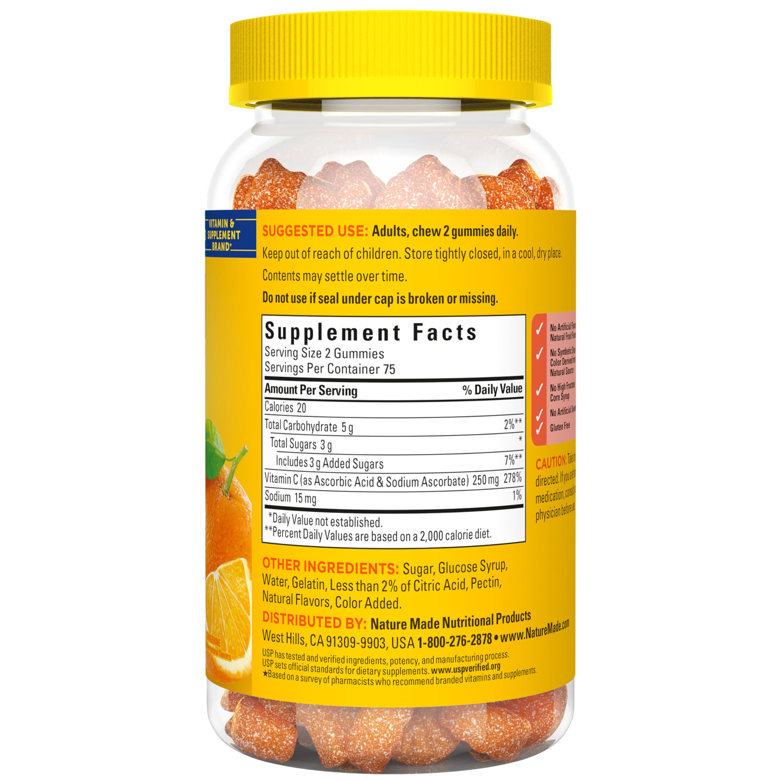 Nature Made Vitamin C 250 mg Per Serving, Dietary Supplement for Immune Support, Vitamin C Gummies for Adults