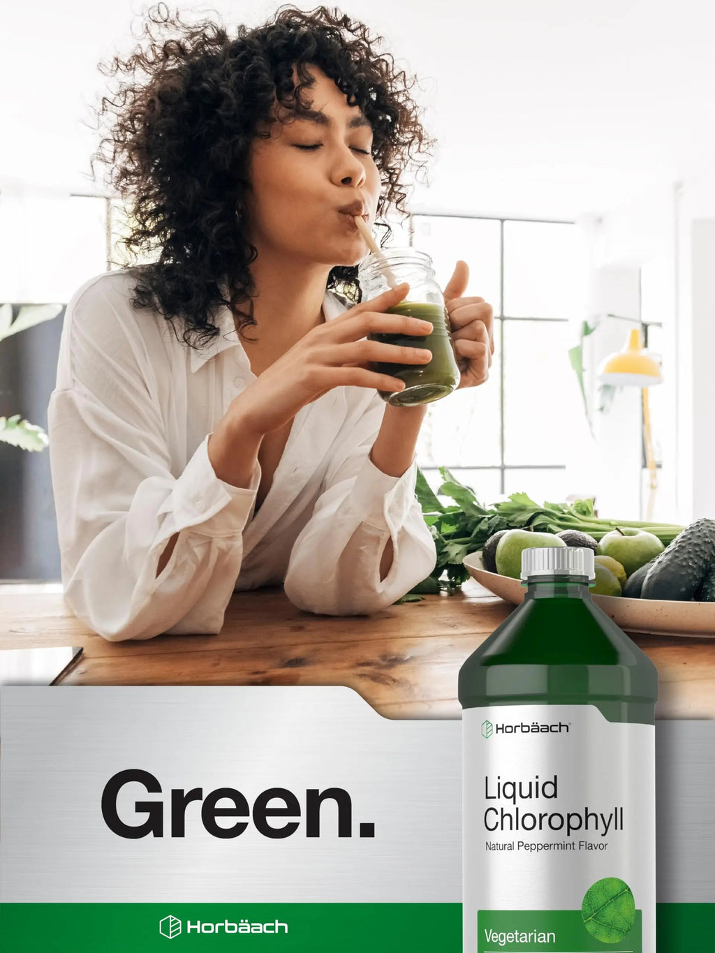 Chlorophyll Liquid Drops 100mg | 32 oz (2 x 16 oz Bottles) | Natural Peppermint Flavor Horbäach Au supplements