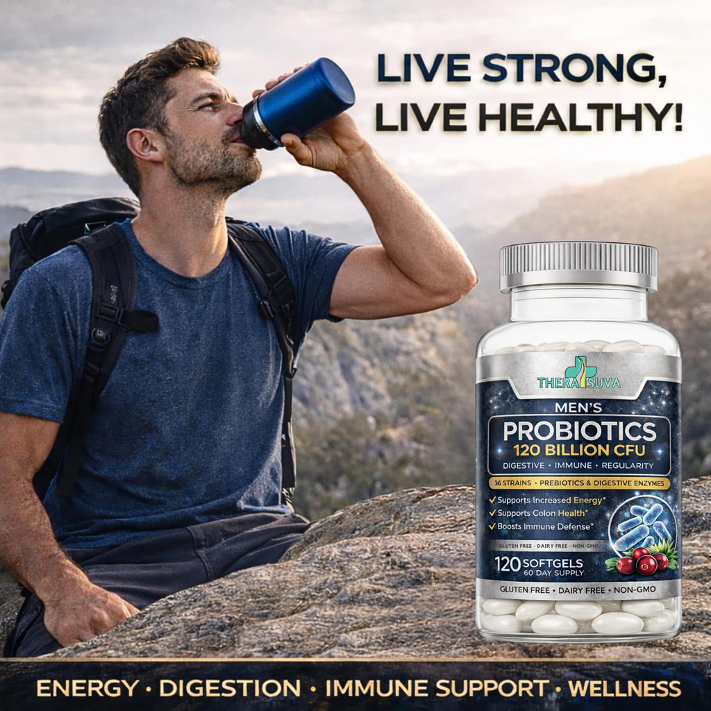 Men’s Advanced Probiotics 120 Billion CFU - 36 Strains + Prebiotics, Enzymes & Veggie Blend for Gut, Immune & Colon Health - 2 Month Supply, 120 Softgels