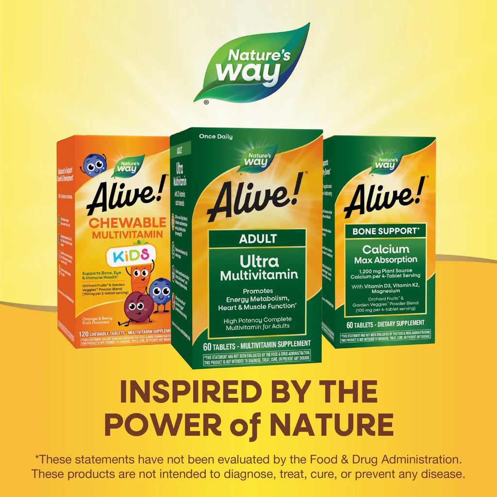 Nature's Way Alive! Adult Ultra Multivitamins, Promotes Energy Metabolism, Heart & Muscle Function*, with B-Vitamins Including Methylated B12, Gluten Free, 60 Tablets Nature's Way Au supplements
