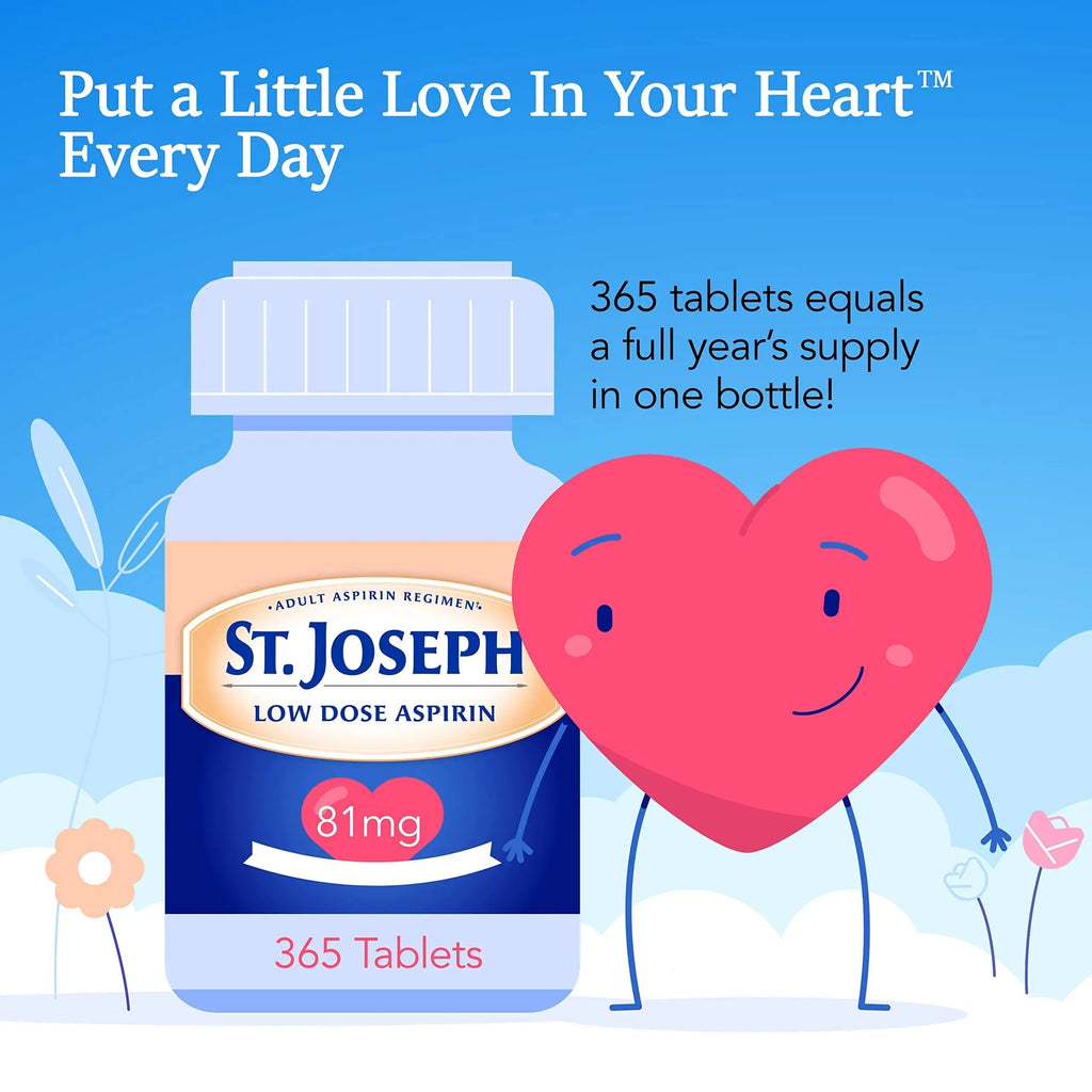 St. Joseph Aspirin Pain Reliever (NSAID) 81mg, Enteric Safety Coated, Adult Low Dose Aspirin, 365 ct St. Joseph Au supplements