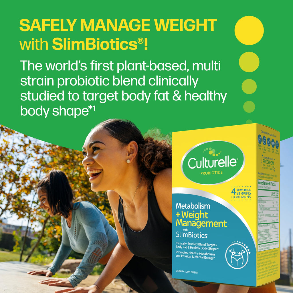 Culturelle Metabolism + Weight Management with SlimBiotics® Probiotic Capsules – 30 Count – Helps Safely Manage Weight - Promotes Healthy Metabolism and Physical & Mental Energy Culturelle Au supplements