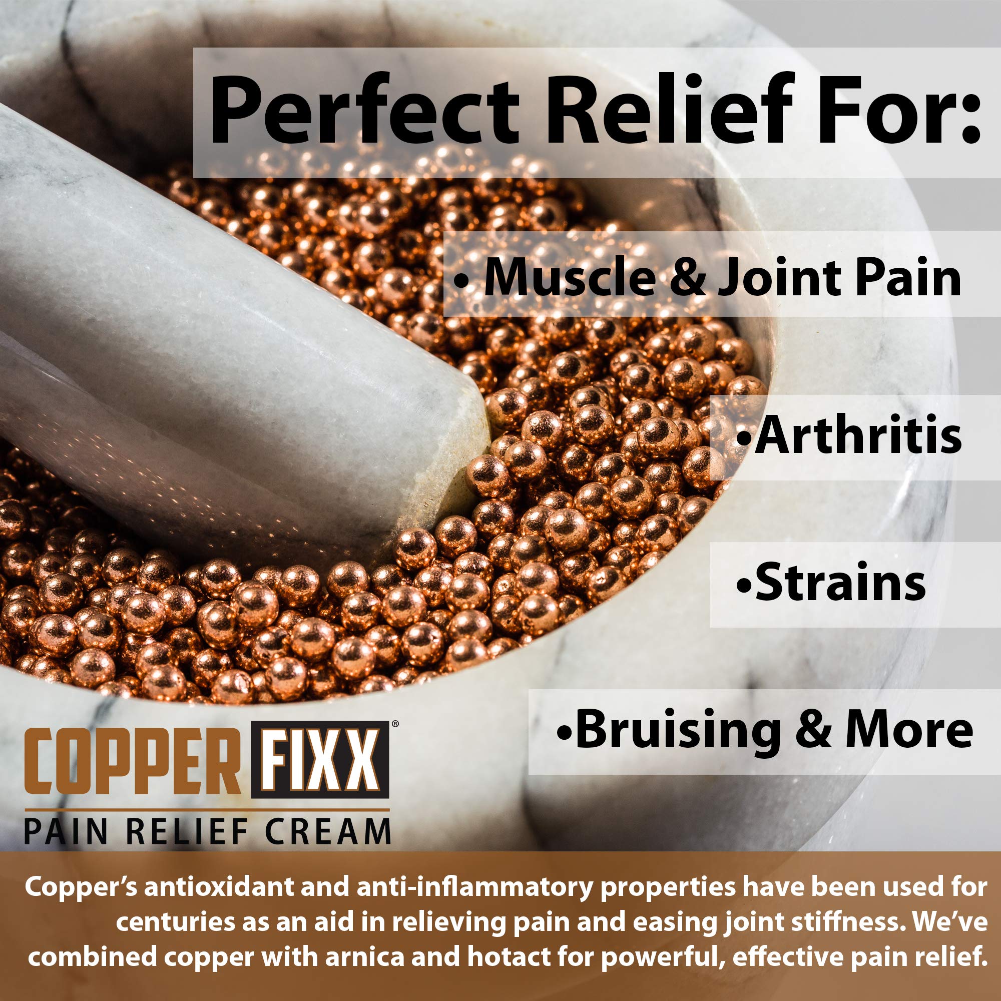 CopperFixx Pain Relief Cream, 5 Fl Oz Tube Powered by Copper with Heat Technology Arnica for Muscle & Stiffness Joint Inflammation, Knee, Back, Shoulder Arthritis Pain. Fast Acting, CF03028 CopperFixx Au supplements