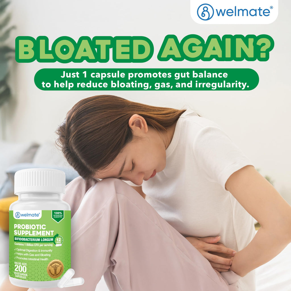 WELMATE Bifidobacterium - Probiotic Supplement - Supports Gut Health - Immune Support - Digestive Enzymes - Gluten Free - Vegan - Men & Womens Probiotic - Value Size - 200 Count WELMATE Au supplements