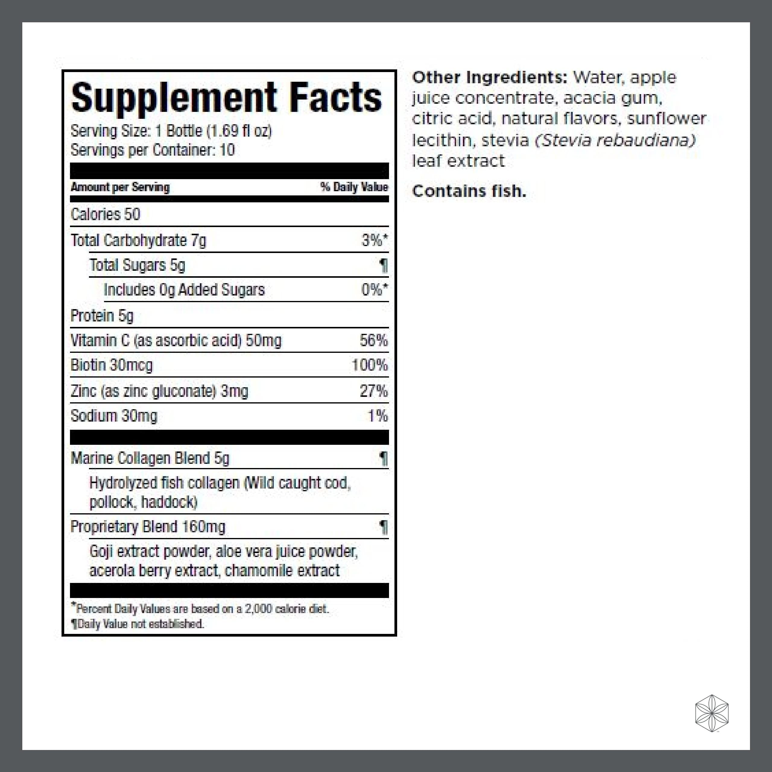 Isagenix Collagen Elixir - Drink with Marine Collagen Peptides - Support a Youthful Appearance with Vitamin C, Zinc & Biotin - 10 Bottles (1 Box)