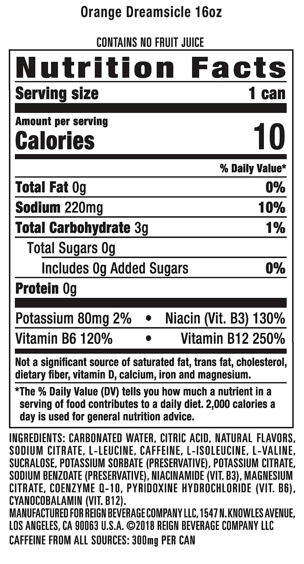 Reign Total Body Fuel, Orange Dreamsicle, Fitness & Performance Drink, 16 Fl Oz (Pack of 12) Reign Au supplements