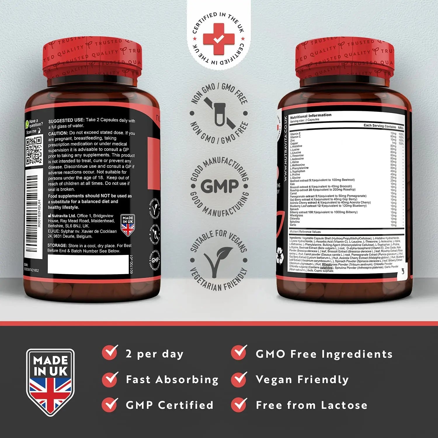 Vegan Collagen 1000mg Advanced Superfood Blend - 180 Capsules (3 Month Supply) Nutravita Au supplements